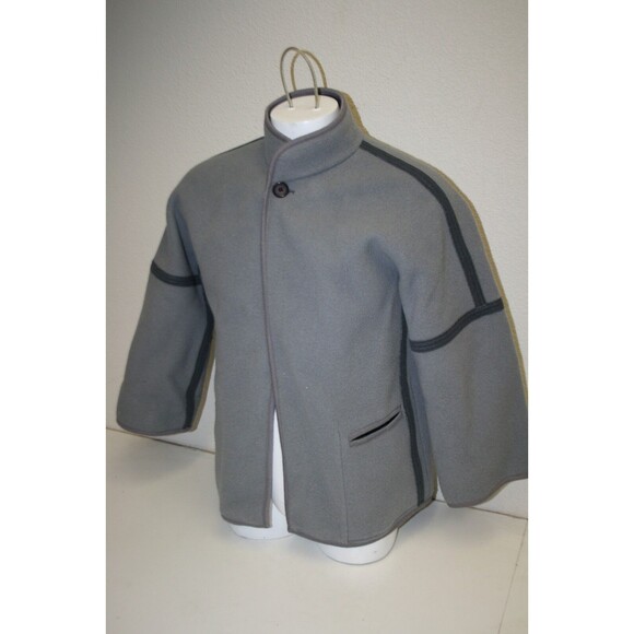 Vintage L. Magnin Turnaround Reversible XS Light & Dark Gray Wool Coat Jacket - Picture 2 of 11